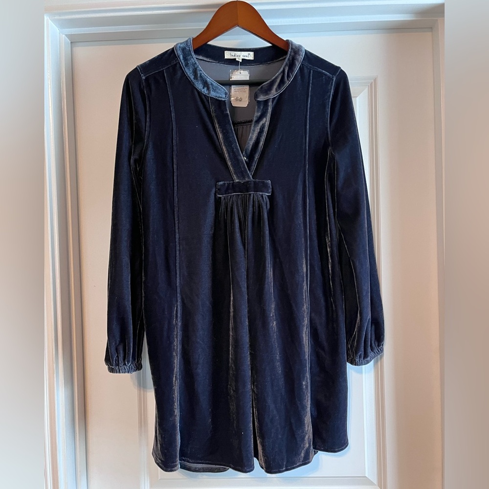 NWT Indigo Soul Velvet V Notch Dress Midnight Blue Size medium